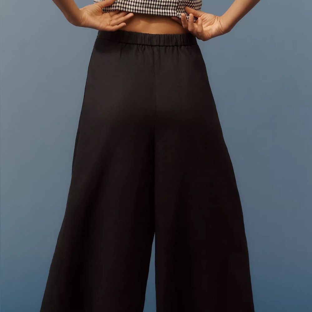 Anthropologie Linen Pleated Culotte Trousers Black NWT MSRP $138 Various Sizes - Picture 4 of 4